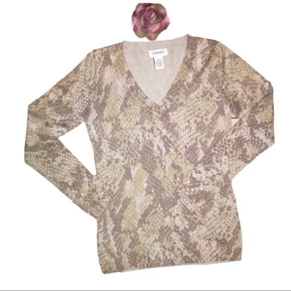 Carmen Marc Valvo Metallic Animal Print Sweater Small EUC - Picture 1 of 9
